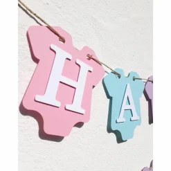 Girlande zur Geburt in zuckersüßen Pastellfarben, Babyparty, Babyshower, Dekoration in rosa, hellblau, mintgrün und flieder.