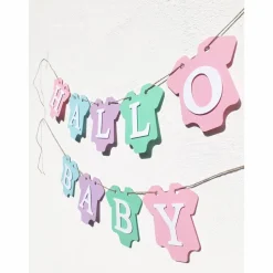 Girlande zur Geburt in zuckersüßen Pastellfarben, Babyparty, Babyshower, Dekoration in rosa, hellblau, mintgrün und flieder.