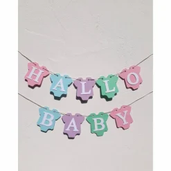 Girlande zur Geburt in zuckersüßen Pastellfarben, Babyparty, Babyshower, Dekoration in rosa, hellblau, mintgrün und flieder.