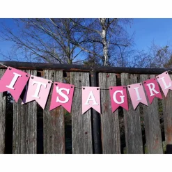 Girlande zur Geburt It's a girl Wimpelkette Baby Girl Papiergirlande Dekoration Babyparty