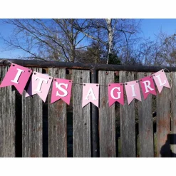 Girlande zur Geburt It's a girl Wimpelkette Baby Girl Papiergirlande Dekoration Babyparty