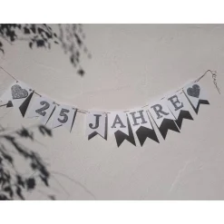 Girlande zur silbernen Hochzeit Jubiläum 25 Jahre in Silber und Weiß