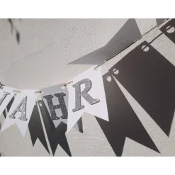 Girlande zur silbernen Hochzeit Jubiläum 25 Jahre in Silber und Weiß