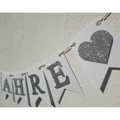 Girlande zur silbernen Hochzeit Jubiläum 25 Jahre in Silber und Weiß