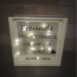 Glasbaustein "Freunde sind Familie"