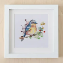 Glasbild Vogel – Personalisierbares Steinbild, Geschenk & Dekoration | Pebble Art Unikat STB-179