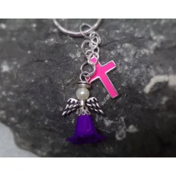 Glaube Firmung Kommunion Taufe Konfirmation Kreuz Engel    Schlüsselanhänger  lila