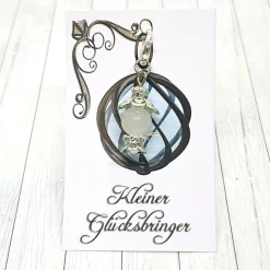 Glücksbringer Feenlicht – Nachtleuchtende Laterne silberfarben als Anhänger & Geschenk