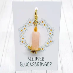 Glücksbringer Frühlingslicht Kerze goldfarben/lachs – handgefertigter Kerzen-Anhänger als einzigartiges Geschenk