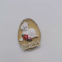 Glücksbringer handgefertigt – Schnecke, Pferd oder Schweinchen auf Holzscheibe – Geschenkidee