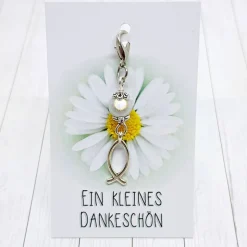 Glücksbringer Ichtys Fisch silberfarben/weiß – Gastgeschenk zur Kommunion, Firmung oder Konfirmation