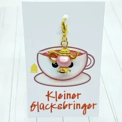 Glücksbringer Kanne goldfarben / rosa – Charm-Anhänger für Tee- & Kaffeeliebhaber