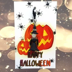 Glücksbringer kleine Hexe schwarz – handgemachte Figur mit Glitzerelementen