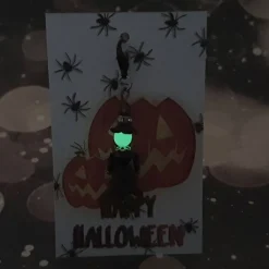 Glücksbringer kleine Hexe schwarz – handgemachte Figur mit Glitzerelementen