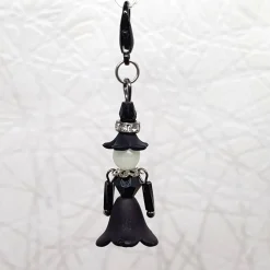 Glücksbringer kleine Hexe schwarz – handgemachte Figur mit Glitzerelementen