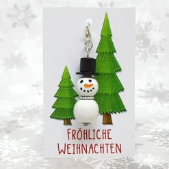 Glücksbringer Schneemann aus Holz – Handgemachter Geschenkanhänger mit Charakter