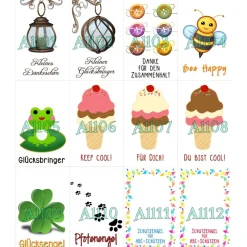 Glücksbringer Taschenbaumler „Zarte Blumen“ lila – Verspielter Anhänger mit Acrylblüten & Wunschkärtchen