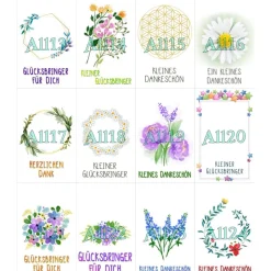 Glücksbringer Taschenbaumler „Zarte Blumen“ türkis – Verspielter Anhänger mit 10 Acrylblüten & Karabiner