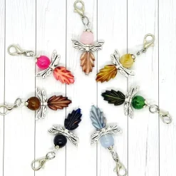 Glücksbringer Waldelfe silberfarben gelb – handgefertigter Elfen-Anhänger als Unikat