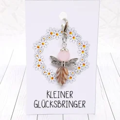 Glücksbringer Waldelfe silberfarben/rosa – einzigartiger Elfen-Anhänger als Geschenk