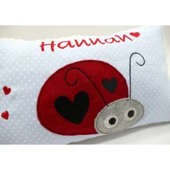 Glückskäfer Marienkäfer Namenskissen Kuschelkissen Kindergartenkissen Geburtsgeschenk Kinderkissen Taufgeschenk