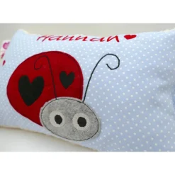 Glückskäfer Marienkäfer Namenskissen Kuschelkissen Kindergartenkissen Geburtsgeschenk Kinderkissen Taufgeschenk
