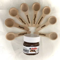 Glückspäckchen, Glücksbox, Freundschaftsgeschenk, Schokolade zum Löffeln, Holzlöffel mit Gravur,Mininutella mit Spruch