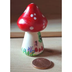 Glückspilz Pilz Haus Holzspielzeug – Handgemachtes Montessori Waldorf Deko Unikat Jahreszeitentisch