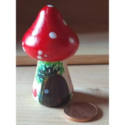 Glückspilz Pilz Haus Holzspielzeug – Handgemachtes Montessori Waldorf Deko Unikat Jahreszeitentisch