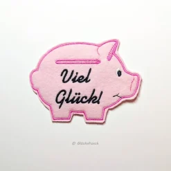 Glücksschwein, Geldgeschenk, gestickt auf Filz 