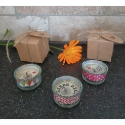 Glücksteelicht mit Glashalter und Geschenkbox