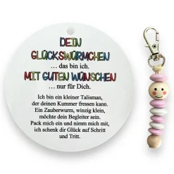 Glückswürmchen, Geschenk Einschulung, Sorgenwürmchen, Ranzenbaumler, Worry worm, Mutmacher, Glücksbringer, Holz