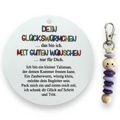 Glückswürmchen, Geschenk Einschulung, Sorgenwürmchen, Ranzenbaumler, Worry worm, Mutmacher, Glücksbringer, Holz