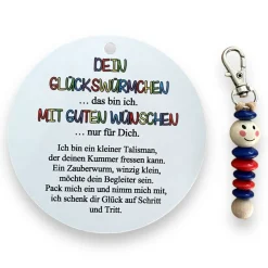 Glückswürmchen, Geschenk Einschulung, Sorgenwürmchen, Ranzenbaumler, Worry worm, Mutmacher, Glücksbringer, Holz