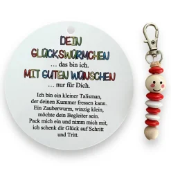 Glückswürmchen, Geschenk Einschulung, Sorgenwürmchen, Ranzenbaumler, Worry worm, Mutmacher, Glücksbringer, Holz