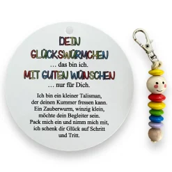 Glückswürmchen, Geschenk Einschulung, Sorgenwürmchen, Ranzenbaumler, Worry worm, Mutmacher, Glücksbringer, Holz