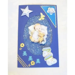 Glückwünschkarte, Babykarte zur Geburt eines Jungen, Taufe