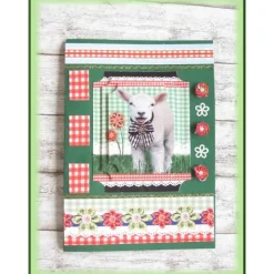 Glückwünschkarte mit Schaf, Lämmchen