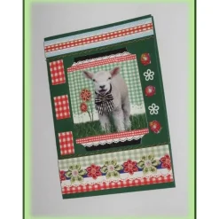 Glückwünschkarte mit Schaf, Lämmchen