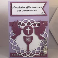 Glückwunsch zur Kommunion Mädchen Karte mit abnehmbaren Schutzengel Grußkarte