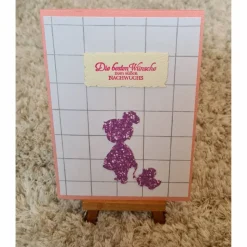 Glückwunschkarte " Die besten Wünsche zum süßen Nachwuchs " Mädchen mit Ente - Rosa