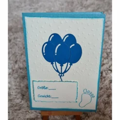 Glückwunschkarte " Geburt " Größe , Gewicht , Luftballons