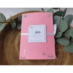 Glückwunschkarte - Popupkarte zur Taufe oder Geburt, Rosa personalisiert