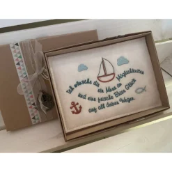 Glückwunschkarte aus Filz, Geldgeschenk, Geschenkbox, .., zur Geburt, Taufe, Kommunion,Schulanfang...