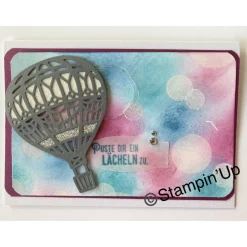 Glückwunschkarte Fesselballon 3D Geburtstag Unikat Handarbeit