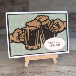Glückwunschkarte für Bierliebhaber – Handgemachte Karte mit Kraftpapier & Umschlag