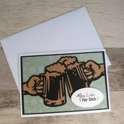 Glückwunschkarte für Bierliebhaber – Handgemachte Karte mit Kraftpapier & Umschlag