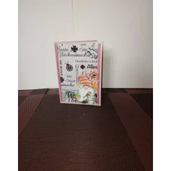 Glückwunschkarte für eine Frau altrosa mit einem kleinen Wichtel