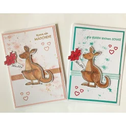 Glückwunschkarte Geburt Taufe Babyparty Karte Mädchen Junge  Känguruh Handarbeit handgefertigt Unikat