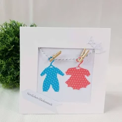 Glückwunschkarte Geburt Taufe ZWILLINGE rosa+blau